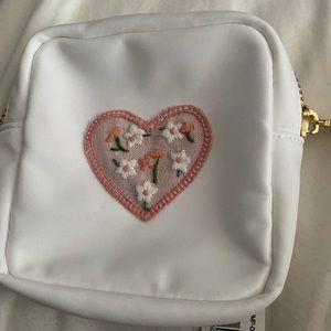 Stoney Clover Lane NWT small pouch with embroidered heart patch sewn on